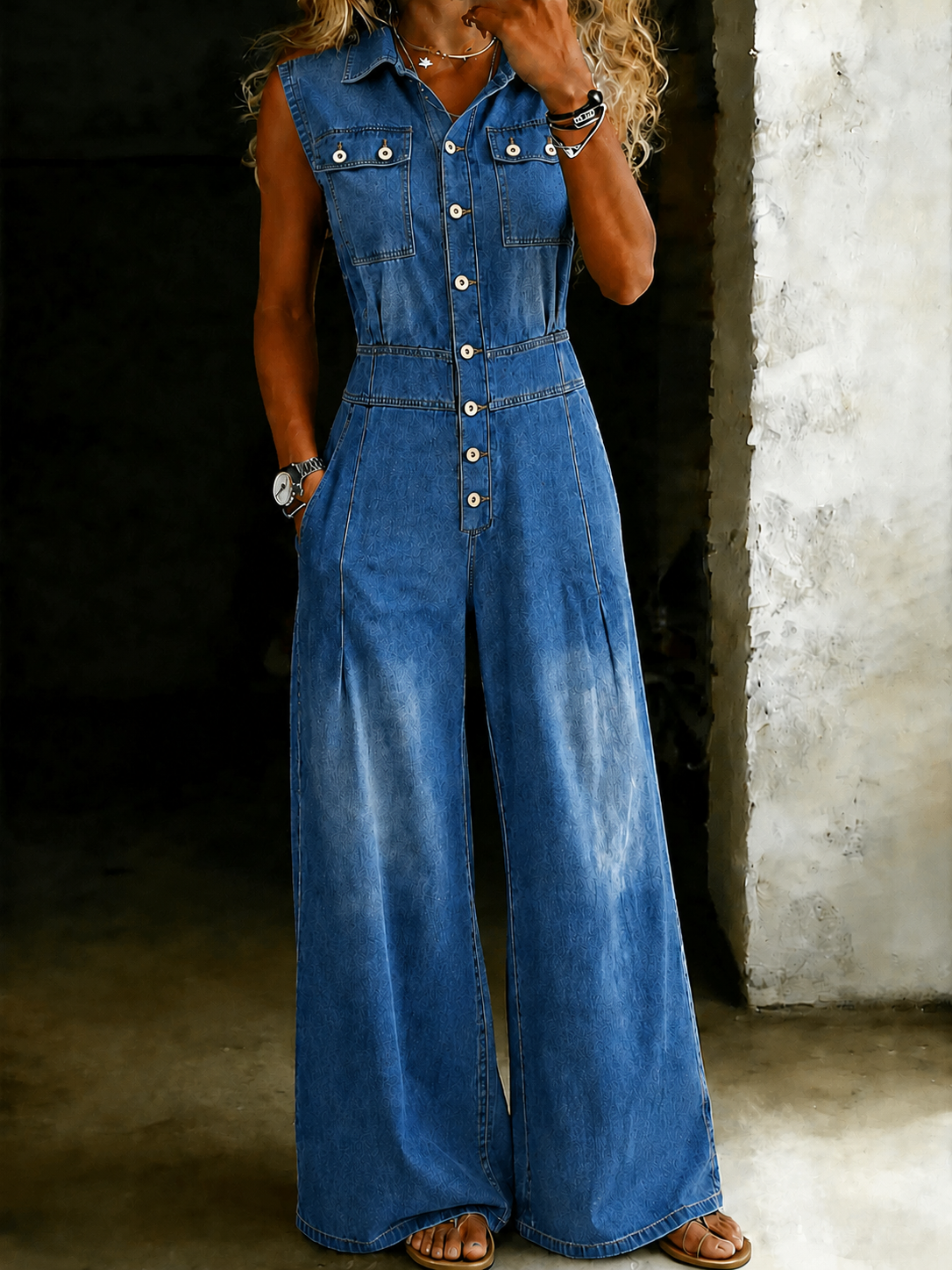 Stella | Tailored, Loose Denim Jumpsuit