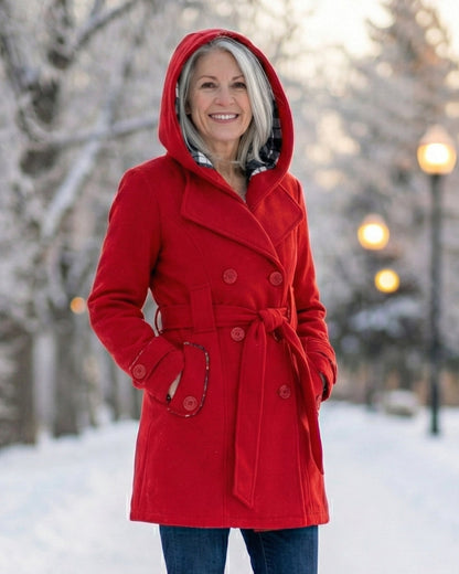 Sheila | Plaid Collar Wool Coat