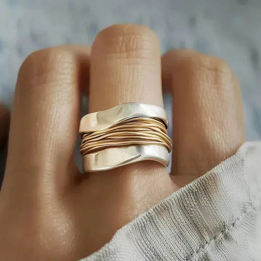 Silver Ring with Golden Wire
