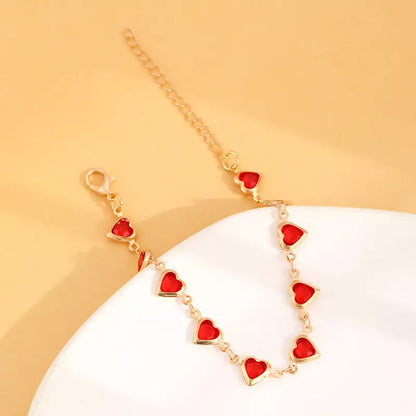 Golden Ruby Heart Bracelet