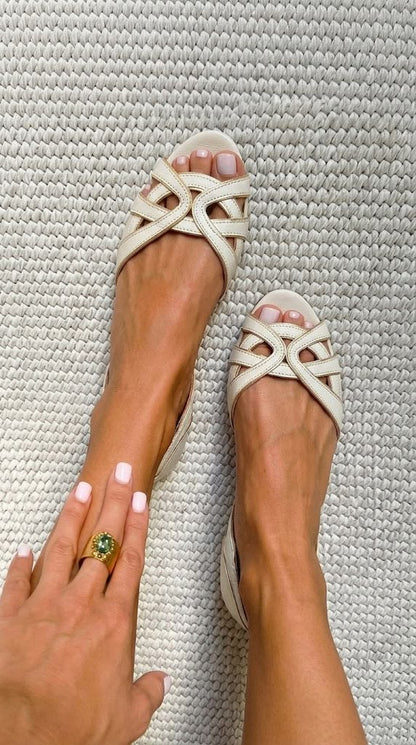 Camilla | Elegant Braided Sandals in Cream