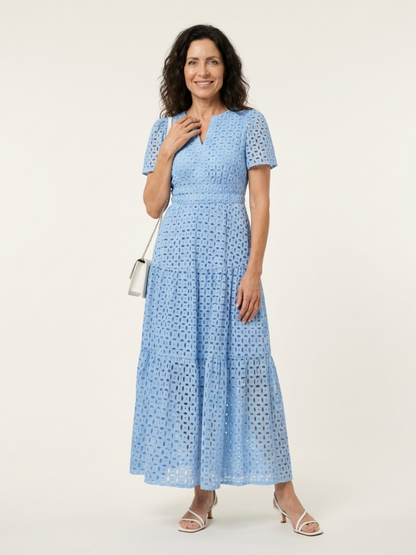 Brielle | V-Neck Short Sleeve Tiered Midi Dress