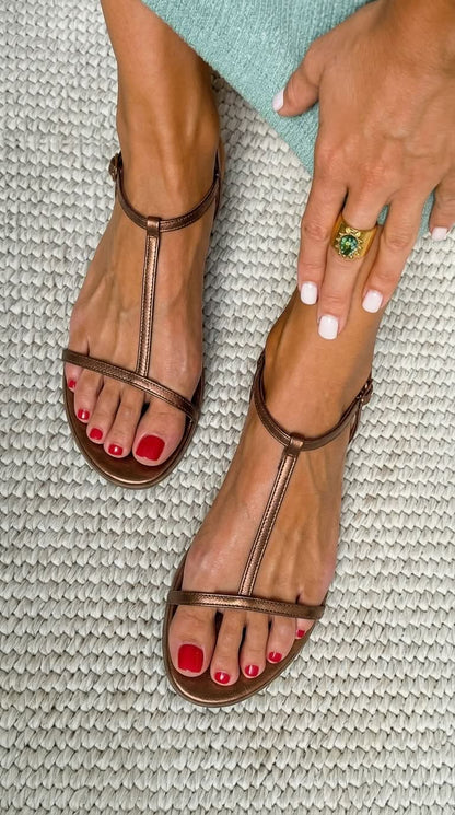 Rosalba | Comfortable Golden Sandals with Footbed Support