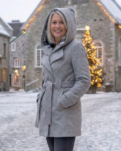 Sheila | Plaid Collar Wool Coat