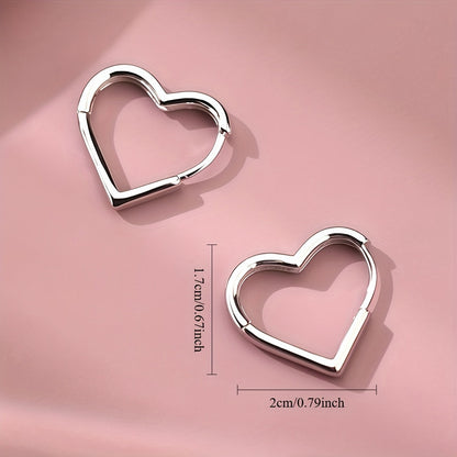 Golden Heart-Shaped Earrings Made of Stainless Steel