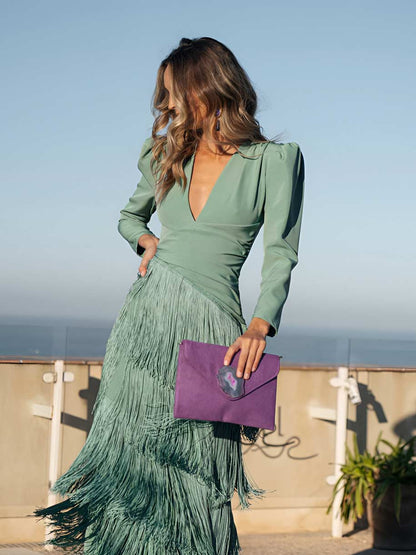 Elegant Flared Fringe Dress - Maison Claire et Sylvie