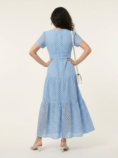 Brielle | V-Neck Short Sleeve Tiered Midi Dress