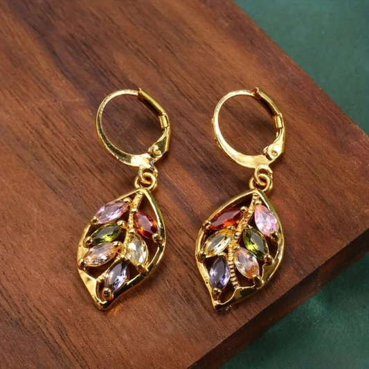 Vintage Earrings in Multicolor Gold Leaf