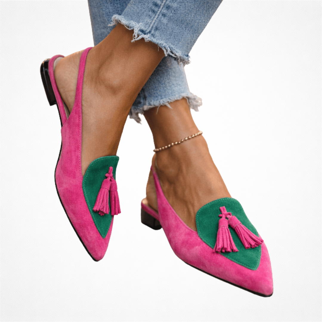 Nexoria - Elegant Bicolor Women's Mules with Trendy Pom Poms