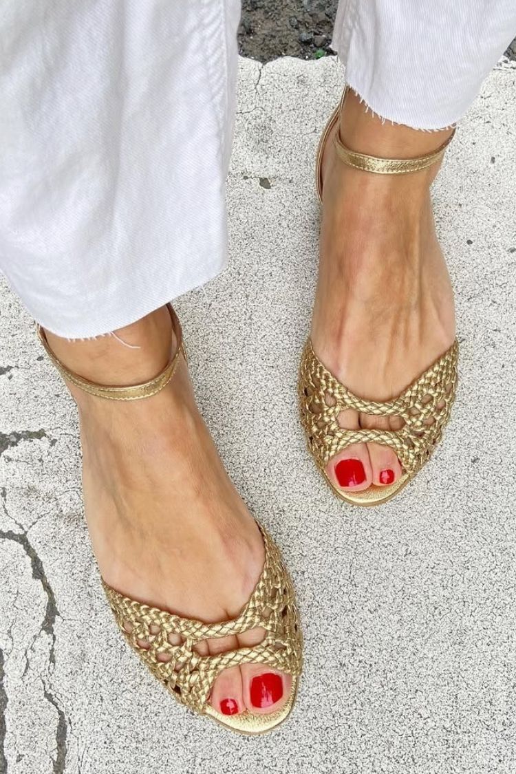 Isadora | Golden Braided Sandals