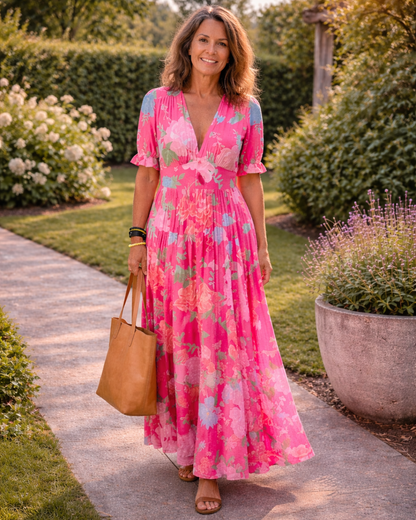 Ione | Robe midi fleurie sans manches à encolure en V (copie)