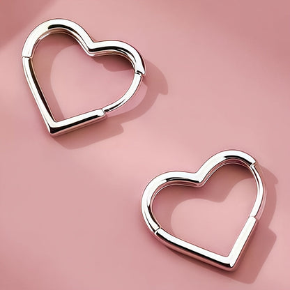 Golden Heart-Shaped Earrings Made of Stainless Steel