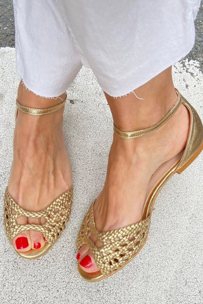 Isadora | Golden Braided Sandals
