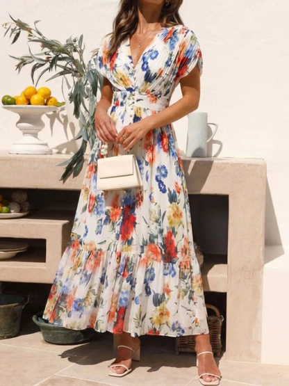Savannah | Short, sleeveless, pleated midi dress