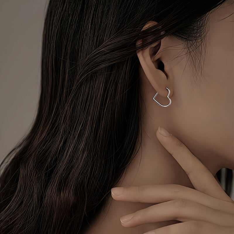 Golden Heart-Shaped Earrings Made of Stainless Steel