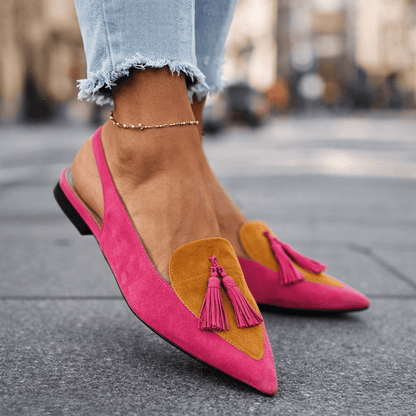 Nexoria - Elegant Bicolor Women's Mules with Trendy Pom Poms