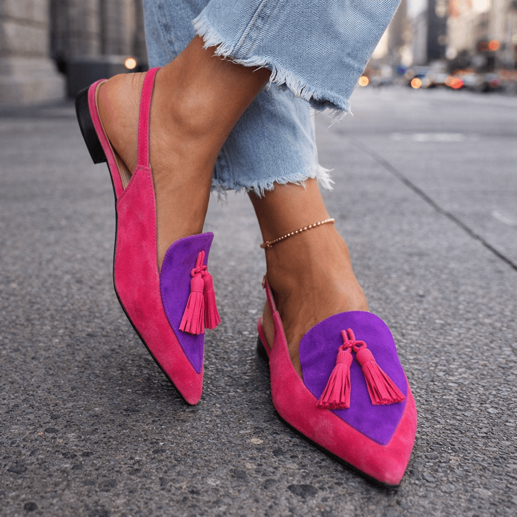Nexoria - Elegant Bicolor Women's Mules with Trendy Pom Poms