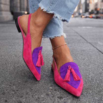 Nexoria - Elegant Bicolor Women's Mules with Trendy Pom Poms