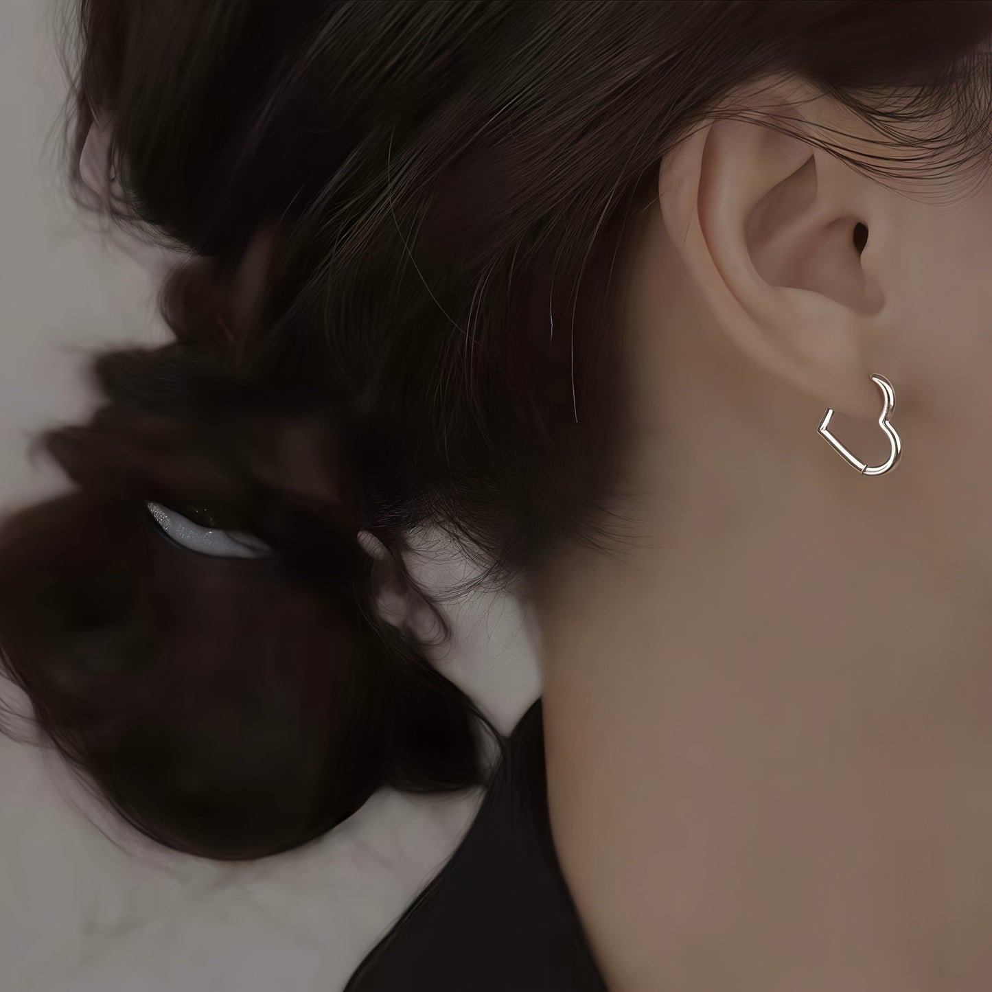 Golden Heart-Shaped Earrings Made of Stainless Steel