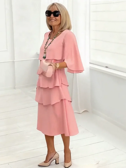 Charlotte™ | Elegant Split-Sleeve Midi Dress
