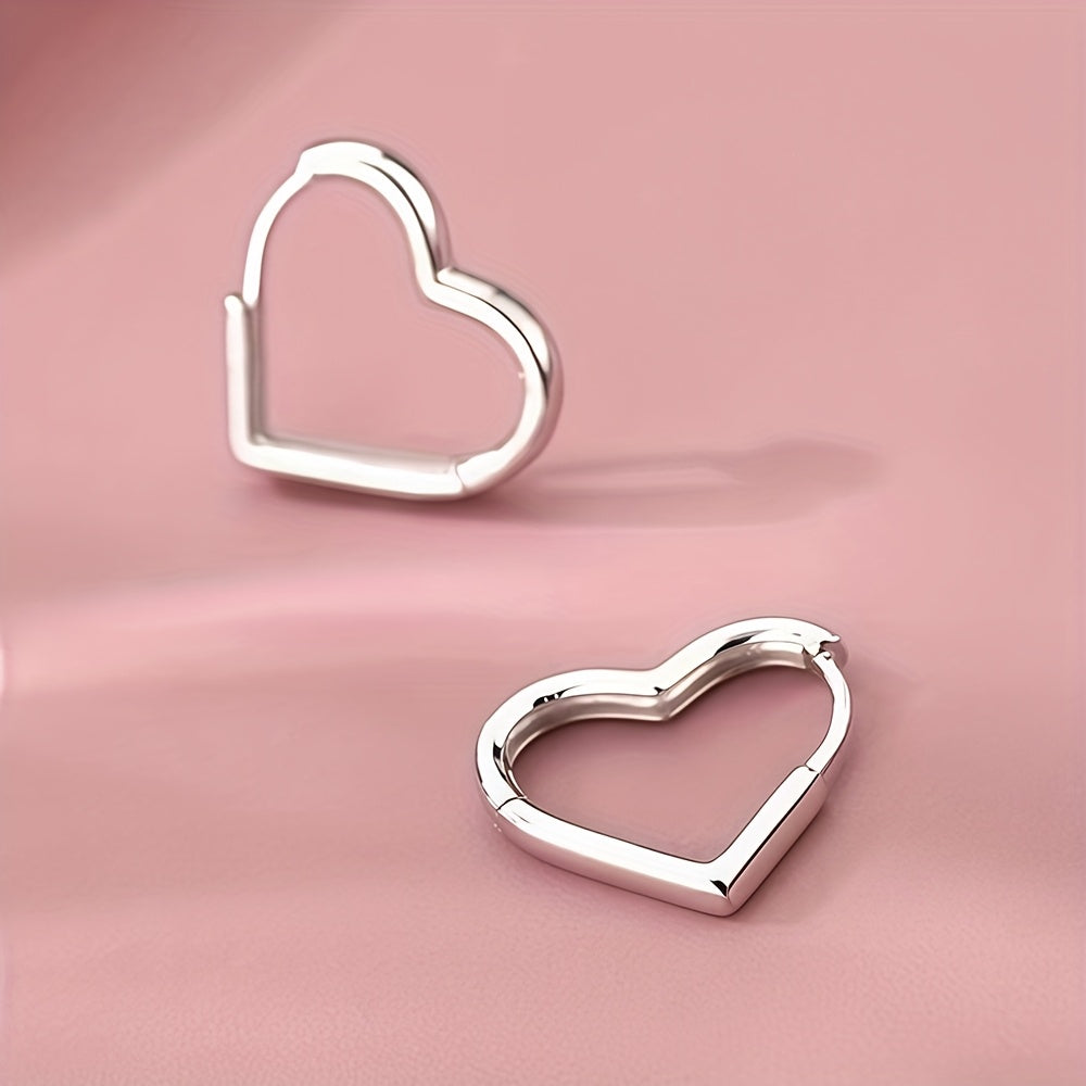 Golden Heart-Shaped Earrings Made of Stainless Steel