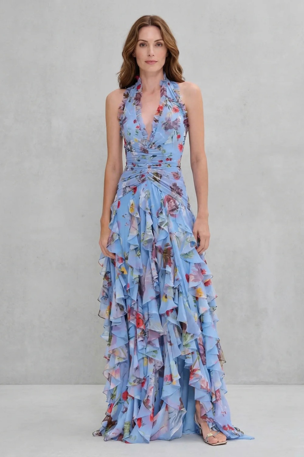 Elegant Long Dress with Halter Neck - Maison Claire et Sylvie