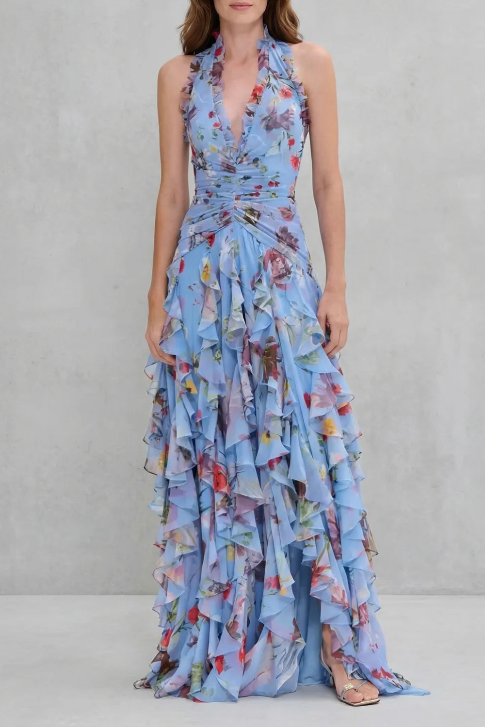 Elegant Long Dress with Halter Neck - Maison Claire et Sylvie
