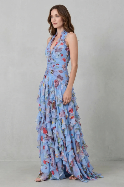 Elegant Long Dress with Halter Neck - Maison Claire et Sylvie