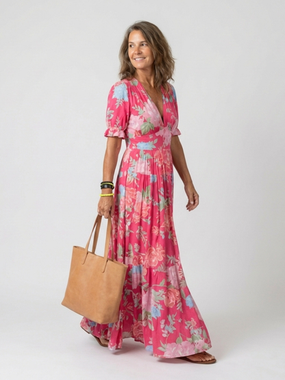 Ione | Robe midi fleurie sans manches à encolure en V (copie)