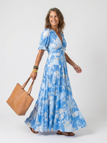 Ione | Robe midi fleurie sans manches à encolure en V (copie)