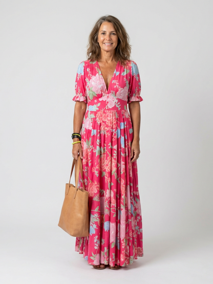 Ione | Robe midi fleurie sans manches à encolure en V (copie)