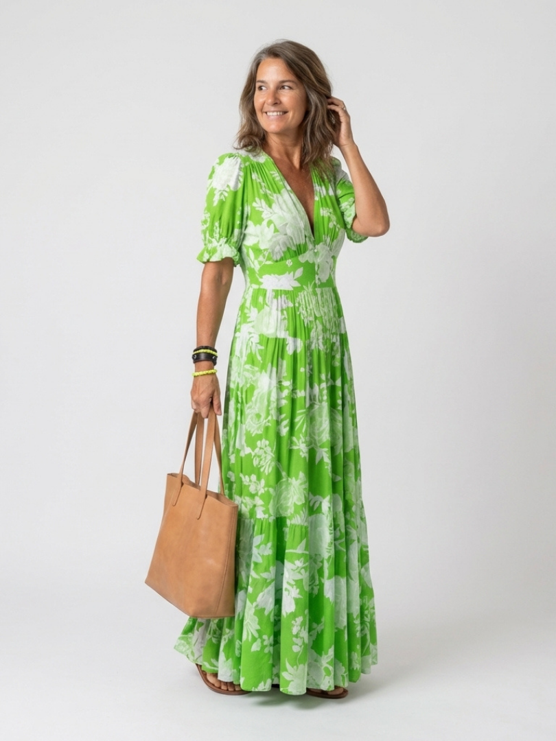Ione | Robe midi fleurie sans manches à encolure en V (copie)