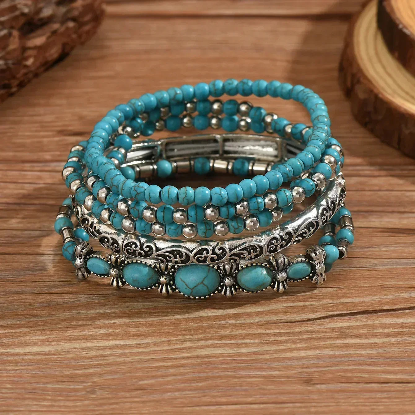 Bracelet Set with Turquoise Beads
