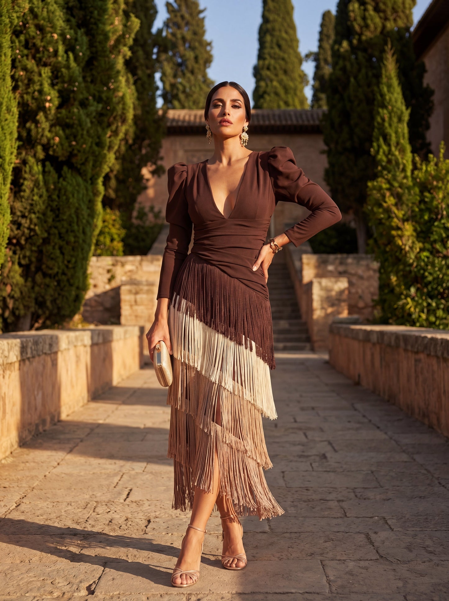 Elegant Flared Fringe Dress - Maison Claire et Sylvie