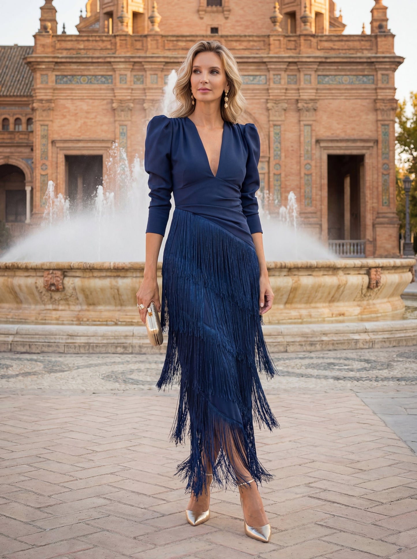 Elegant Flared Fringe Dress - Maison Claire et Sylvie