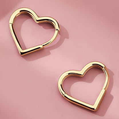 Golden Heart-Shaped Earrings Made of Stainless Steel