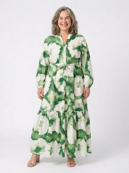 Sabine | Maxi Dress with Long Sleeves and Waist Knot