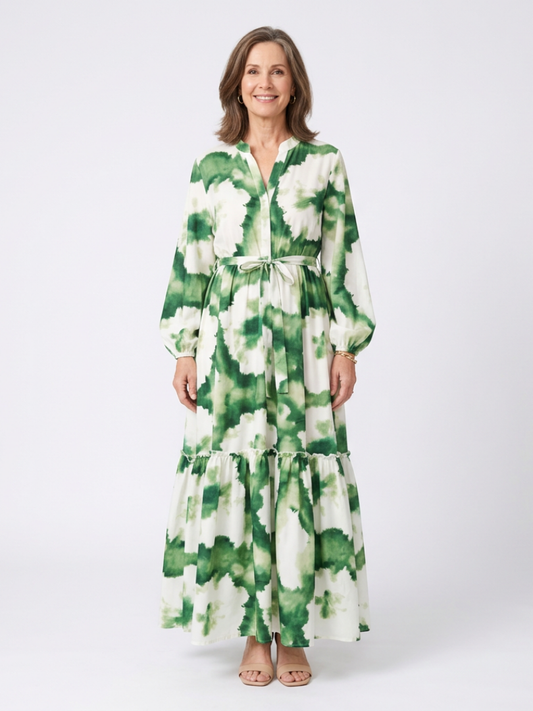 Sabine | Maxi Dress with Long Sleeves and Waist Knot