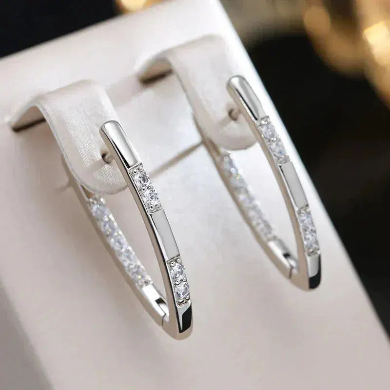 Elegant Earrings with Zircon Stones