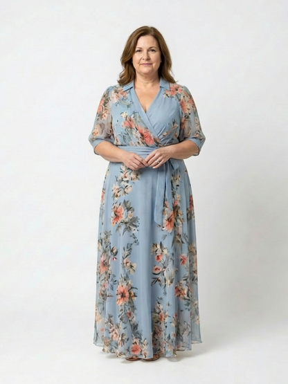 Elowen | Floral Wrap V-Neck Maxi Dress